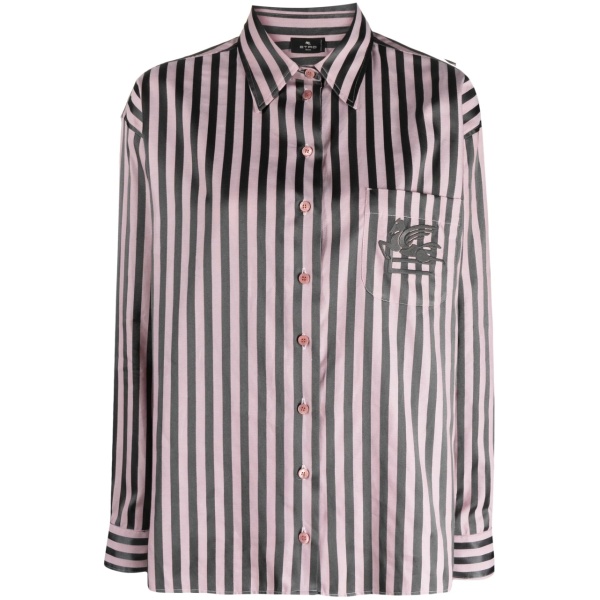 Pegaso-embroidered striped shirt