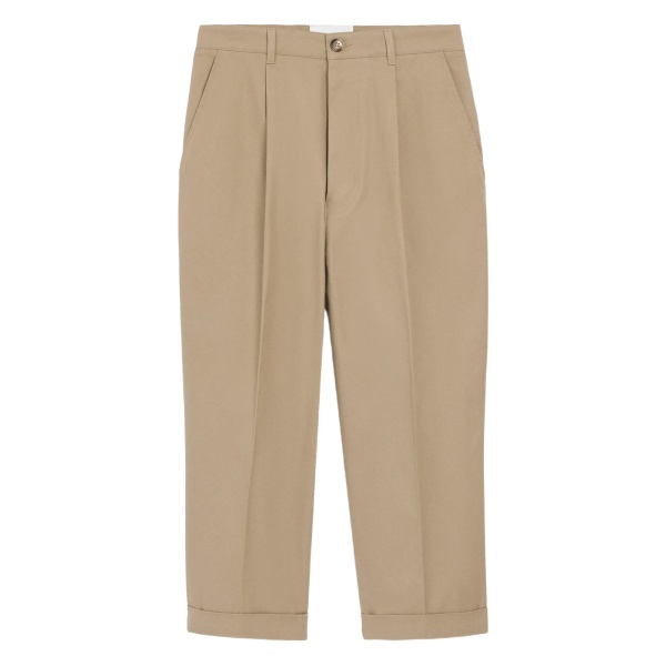pleated cuffed tapered trousers