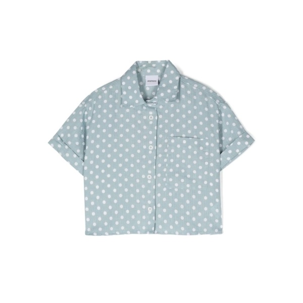polka dot-print cropped shirt
