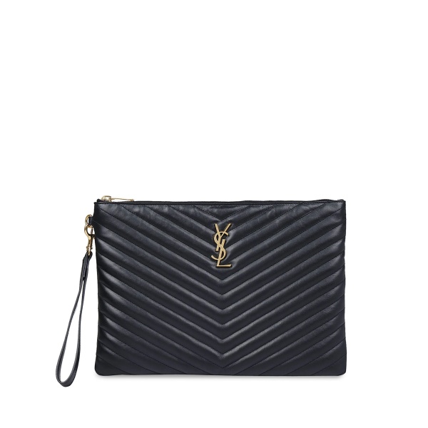 quilted monogram clutch bag