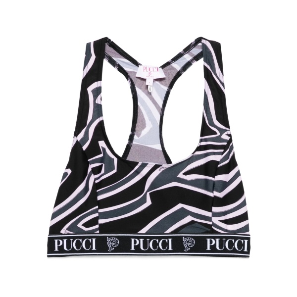 racer-neck print bra