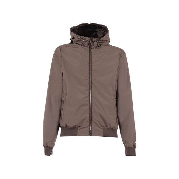 reversible hooded zip-up jacket