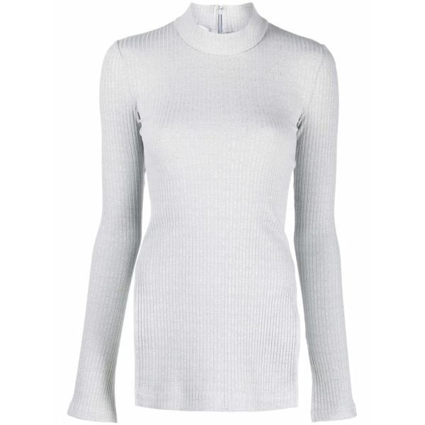 ribbed-knit long-sleeve top
