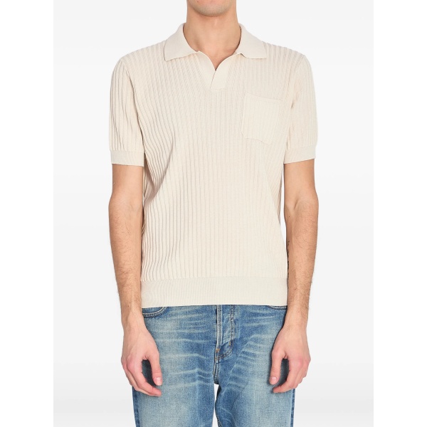 ribbed pocket polo shirt