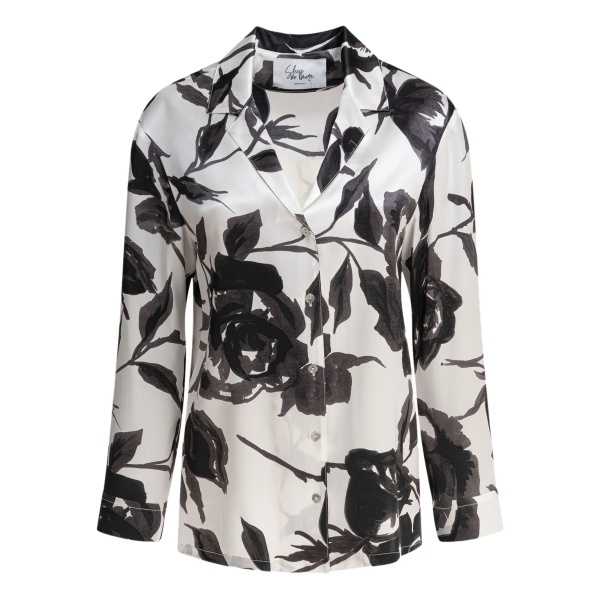 rose-print button-down blouse