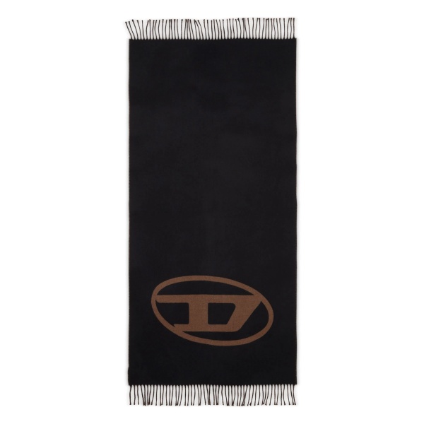 S-Tevie oval-logo fringed scarf