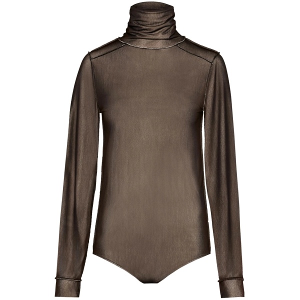 sheer long-sleeve jersey bodysuit