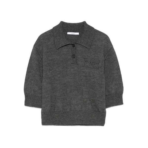 short-sleeve logo polo-neck knitwear