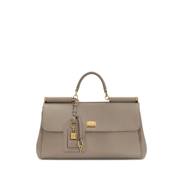 Sicily lock-charm leather tote bag