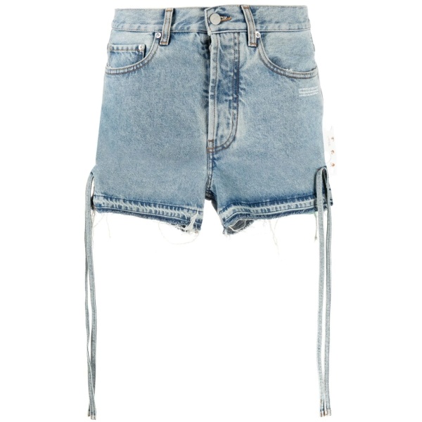 side tie fastening denim shorts