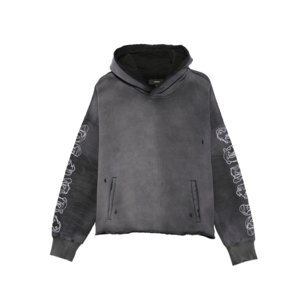 sleeve-graphic distressed hoodie