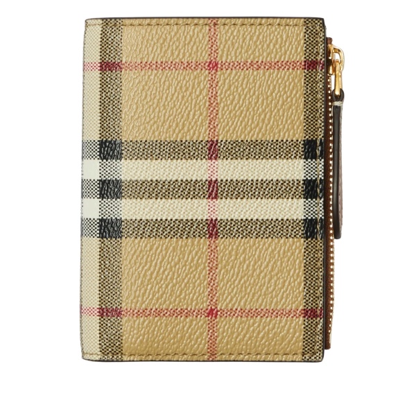 small check-print bi-fold wallet