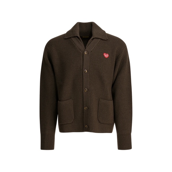 spread-collar button-up cardigan