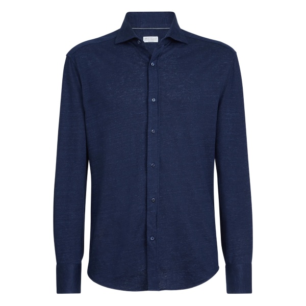 spread-collar jersey shirt