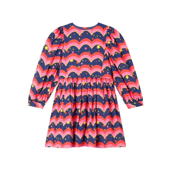 star-print puff-sleeve dress