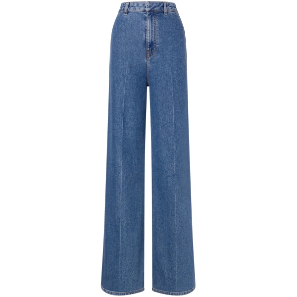 stretch-cotton wide-leg jeans