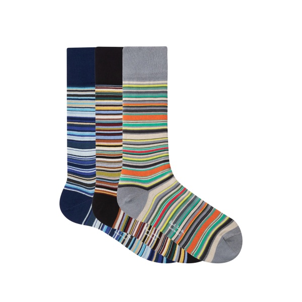 stripe-pattern socks (set of three)