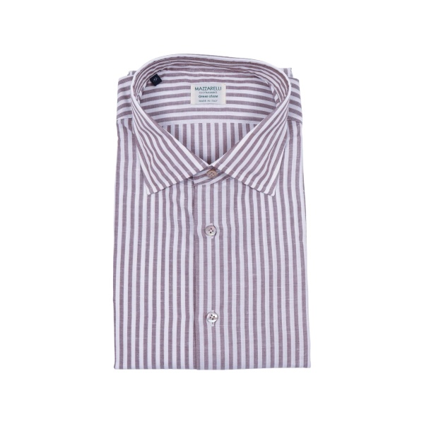 striped-pattern slim-fit shirt