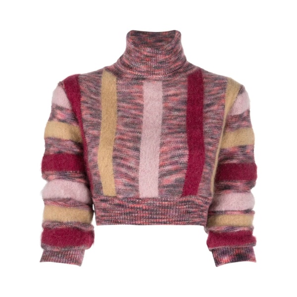 striped roll-neck crop jumper
