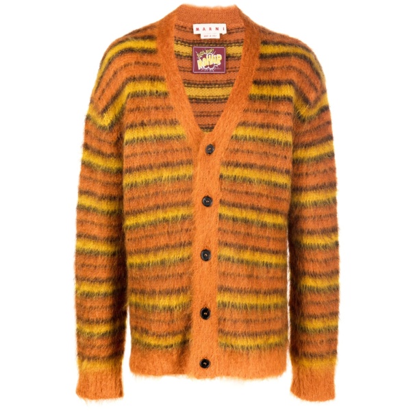 striped V-neck cardigan