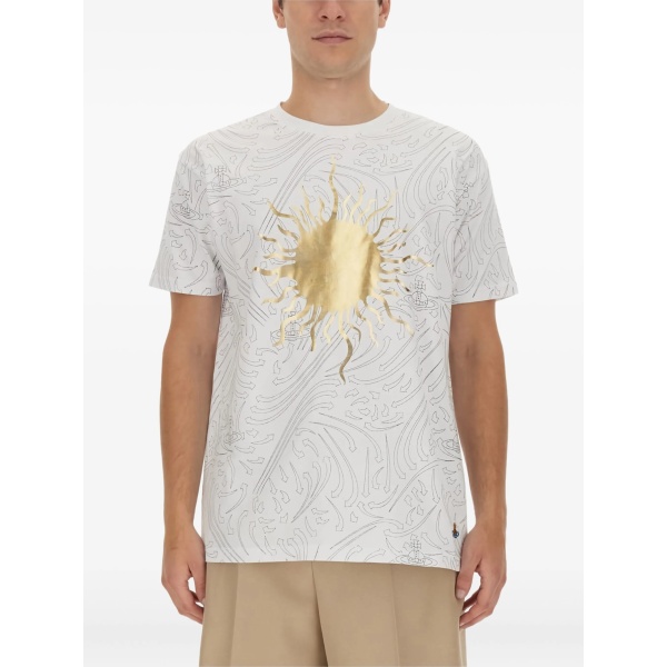 sun-motif printed T-shirt