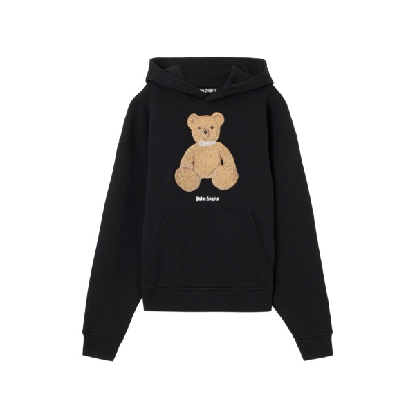 textured bear graphic hoodie