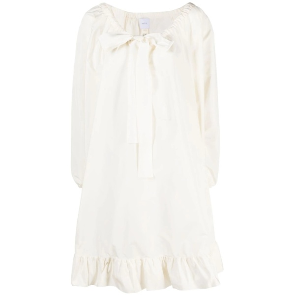 tie-neck ruffled minidress