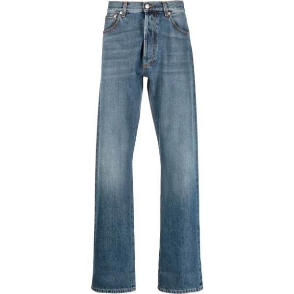 turn-up cuff straight-leg jeans
