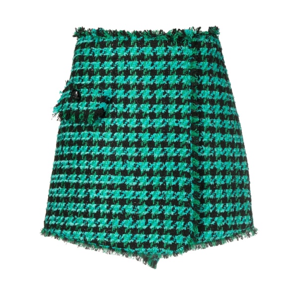 tweed houndstooth-pattern shorts