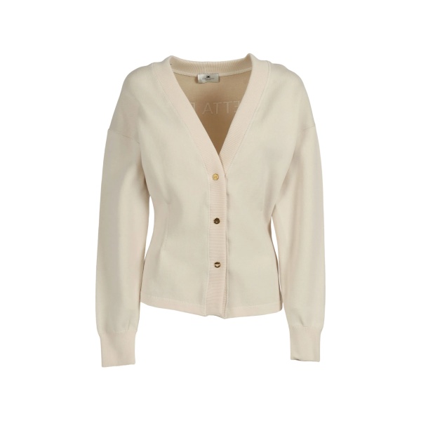 V-neck button-fastening cardigan