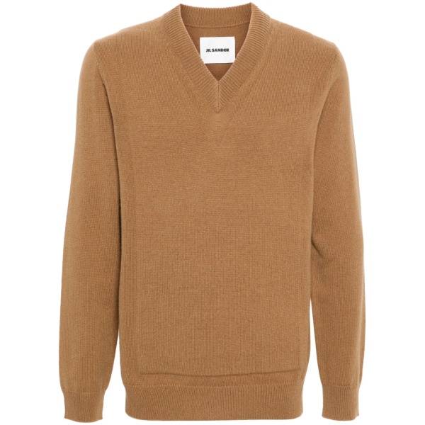 V-neck ribbed-knit jumper