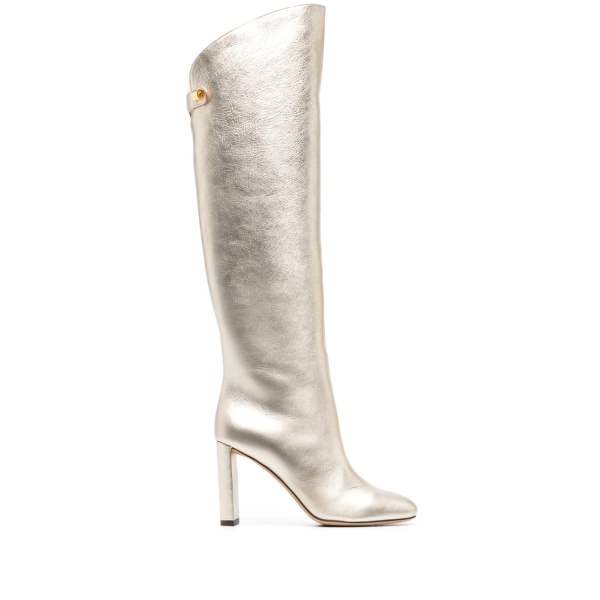 90mm metallic leather boots