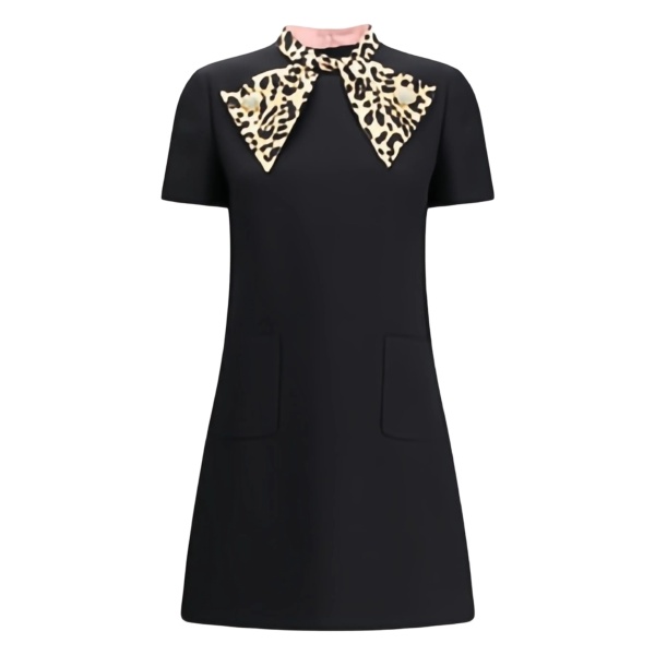 animal-print bow dress