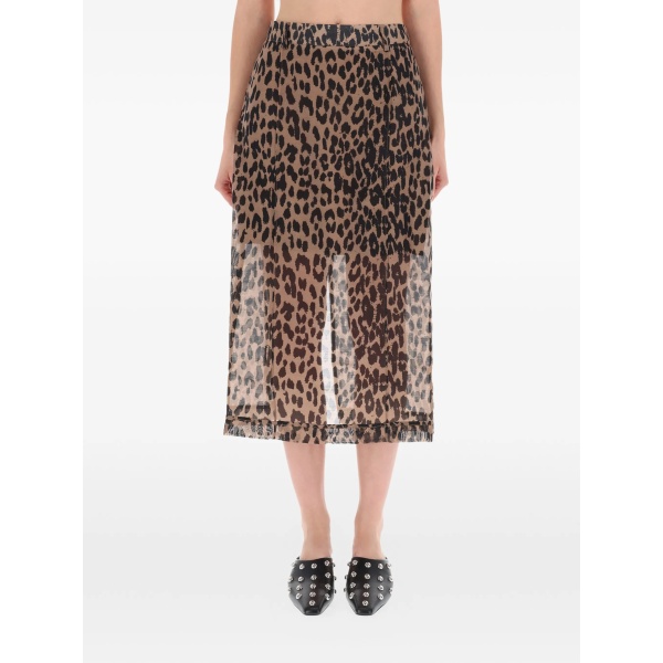 animal-print pleated skirt