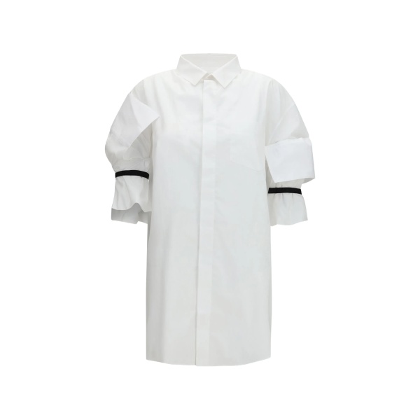 asymmetrical-sleeve pinstripe shirt