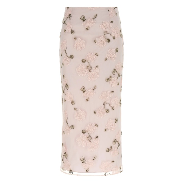 beaded floral pencil skirt