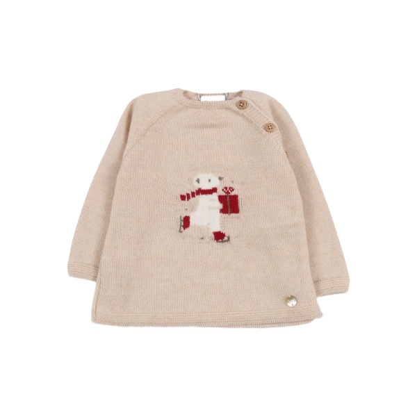 bear-design button sweater