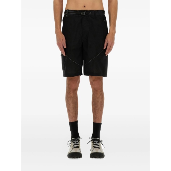 belted mesh-panel shorts