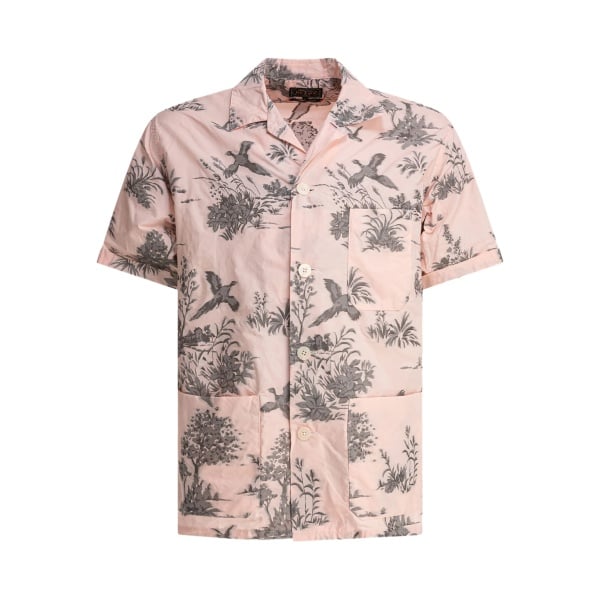 bird-print pocket shirt