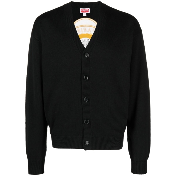 Boke flower-embroidery V-neck cardigan