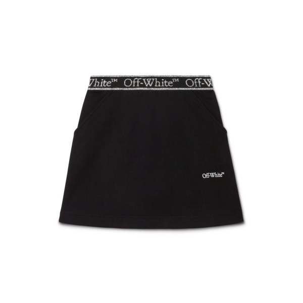 Bookish logo-waistband cotton skirt