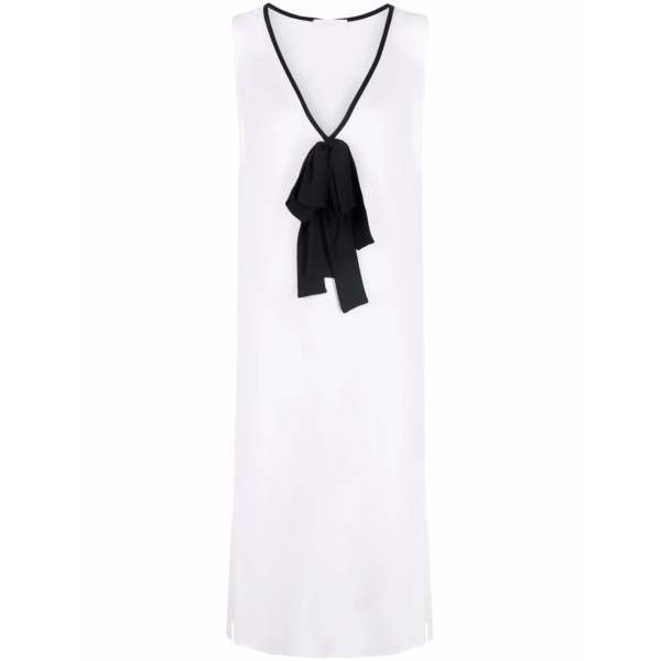 bow-detail V-neck long top