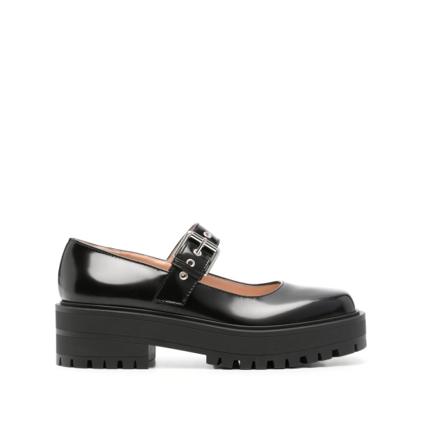 buckle-fastening leather loafers