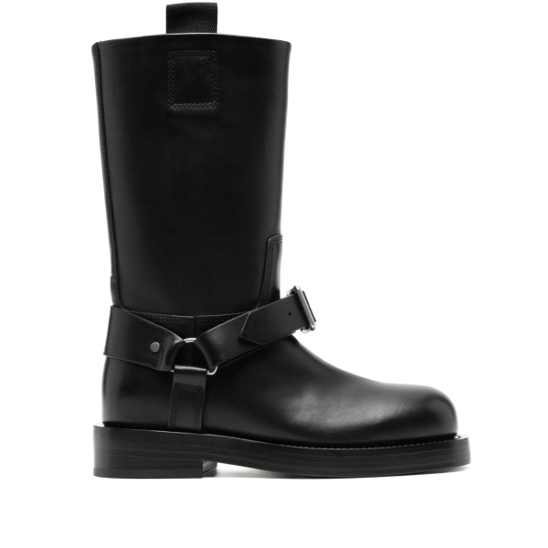 buckled-strap leather boots