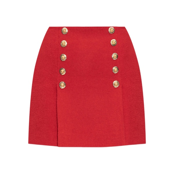 button-detail virgin wool mini skirt