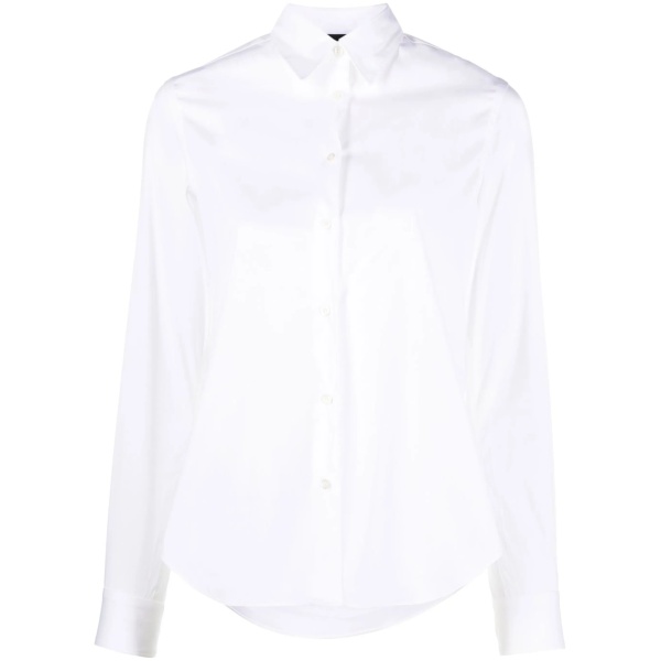 button-up curved-hem shirt