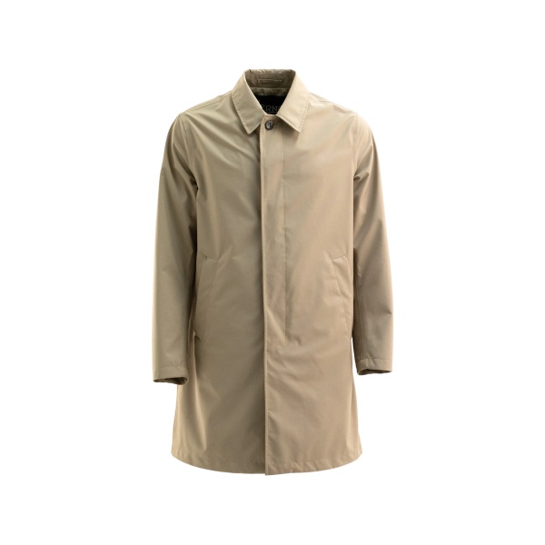 buttoned raincoat