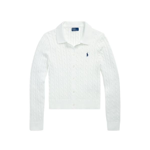 cable-knit collared cardigan