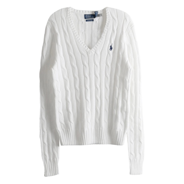 cable-knit v-neck sweater