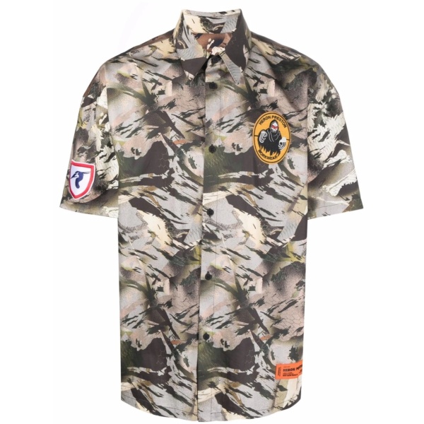 camouflage-print bowling shirt